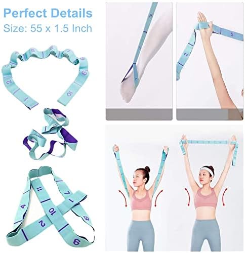 Elastic Stretching Strap with 11 Loops, Multi-Loop Yoga Stretching Strap Elastic Exercise Band, Improve Flexibility Arm Leg Stretching Strap Home Gym Equipment for Physical Therapy Pilates Gymnastics-GravixFit