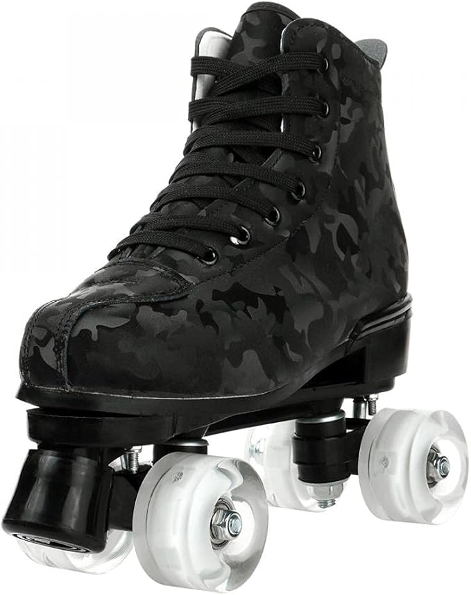 Roller Skates for Women and Men Cowhide High-Top Shoes Classic Double-Row Roller Skate Four-Wheel Roller Skates for Men Girls Unisex Christmas-GravixFit