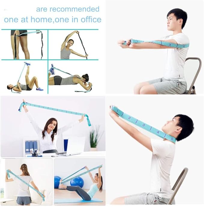 Stretching Strap with Loops - Portable Leg Stretcher Elastic Exercise Band - Flexibility Trainer Fitness Stretching Equipment for Yoga, Pilates, Ballet, Physical Therapy - 11 Loops-GravixFit