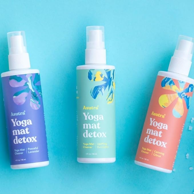 ASUTRA Yoga Mat Cleaner Spray Variety Pack (Lavender, Eucalyptus, Citrus), 4 fl oz Each (Pack of 3) - No Slippery Residue, Organic Essential Oils, Deep-Cleansing for Fitness Gear & Gym Equipment-GravixFit