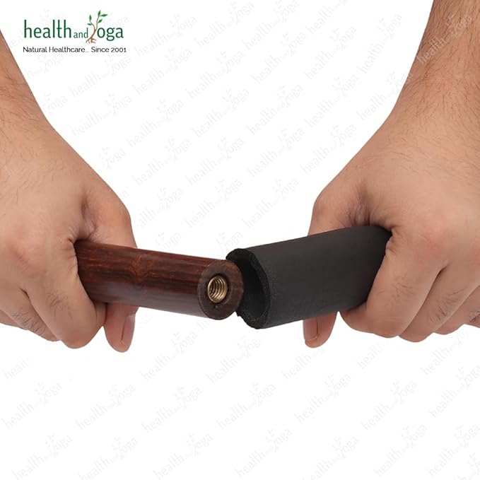 HealthAndYoga™ StretchNHeal Collapsible Multi-Use Wooden Yoga Stick - Regular and XL - Portable Posture Corrector Pole, Stretch Mobility Stick, Physical Workout Exercise Dowel-GravixFit