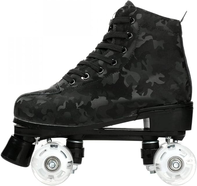 Roller Skates for Women and Men Cowhide High-Top Shoes Classic Double-Row Roller Skate Four-Wheel Roller Skates for Men Girls Unisex Christmas-GravixFit