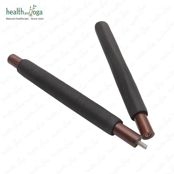 HealthAndYoga™ StretchNHeal Collapsible Multi-Use Wooden Yoga Stick - Regular and XL - Portable Posture Corrector Pole, Stretch Mobility Stick, Physical Workout Exercise Dowel-GravixFit