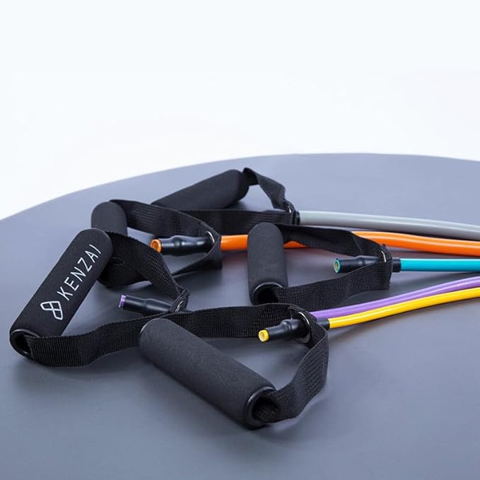 Kenzai Resistance Bands Exercise Set with Handles, Multi-Color Fitness Tubes, Strength Training Equipment for Home Workouts-GravixFit