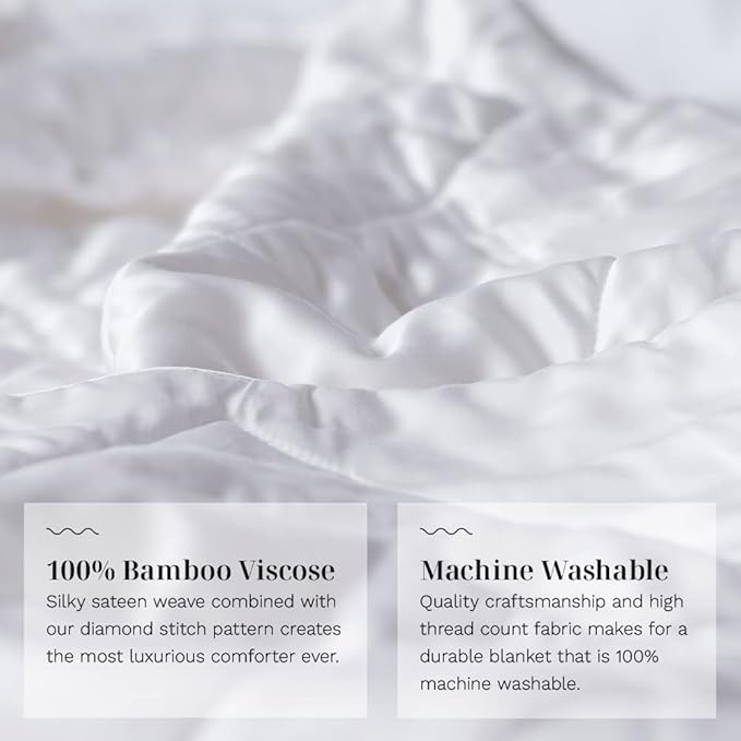 LUXOME Lightweight Blanket | 100% Rayon (Viscose) from Bamboo Fabric & Fill | King/Cal King - 98"x92" | Thermal-Regulating | White