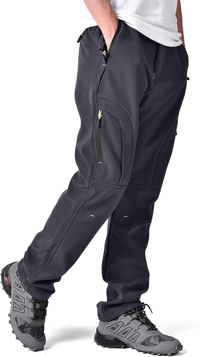 Toomett Men's hiking Snow Pants Skiing Winter Insulated Fleece lined Outdoor Water Repellent camping,walking,fishing