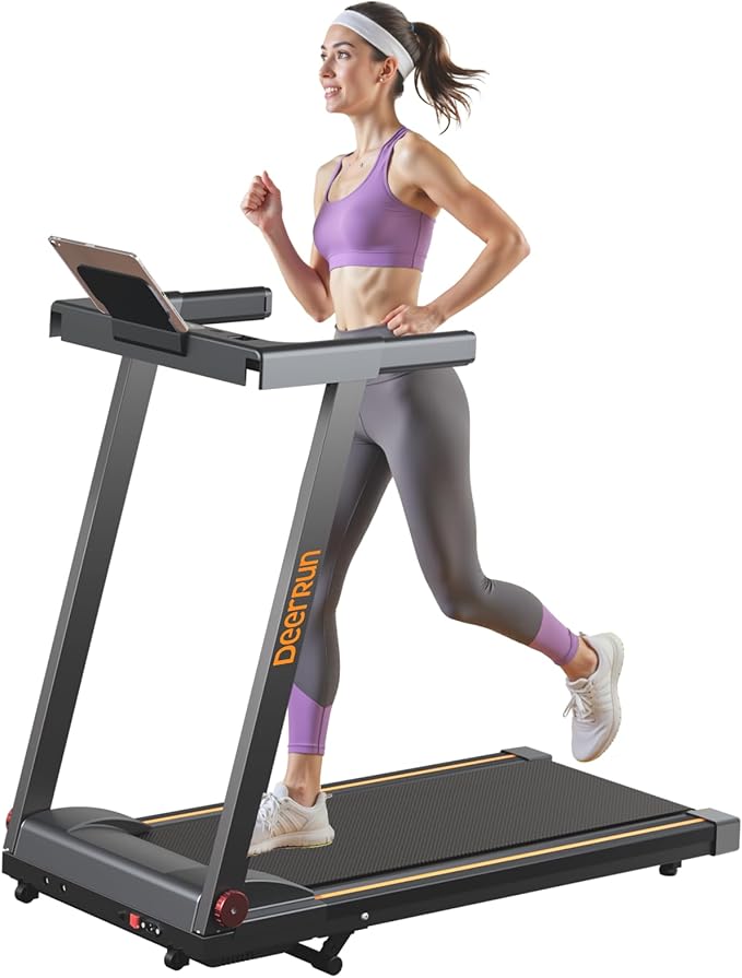 DeerRun Treadmills for Home with Incline and Handles, 3.5 HP Foldable Treadmill 350 LBS Weight Capacity for Small Spaces, Folding Running Machine with Smart APP-GravixFit