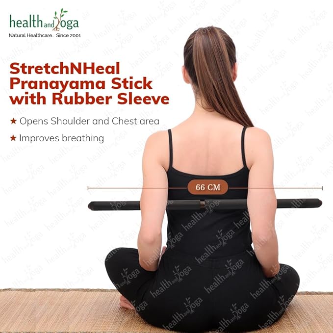 HealthAndYoga™ StretchNHeal Collapsible Multi-Use Wooden Yoga Stick - Regular and XL - Portable Posture Corrector Pole, Stretch Mobility Stick, Physical Workout Exercise Dowel-GravixFit