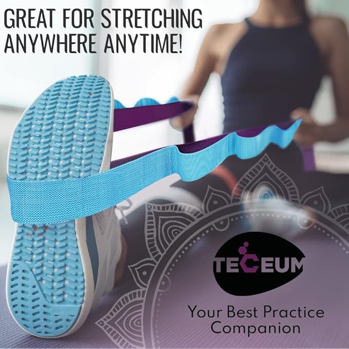 TECEUM Stretching Strap for Yoga & Physical Therapy – 10 Loops – Non-Elastic Leg Stretch Straps for Stretching, Exercising, Pilates, Post-Injury Rehabilitation for All Levels – Men & Women-GravixFit