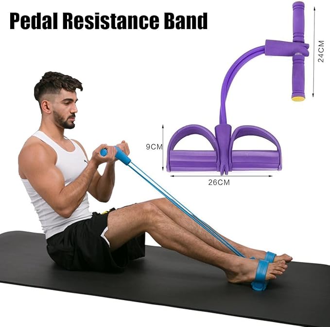 21 Fitness Resistance Bands - 4 Tube Pedal Ankle Puller, Yoga Handle Bands Exerciser Multifunction Trainer Tension Rope for Body, Abdomen, Waist, Arm, Tummy Exercise Stretching Training ( Color : Gray-GravixFit