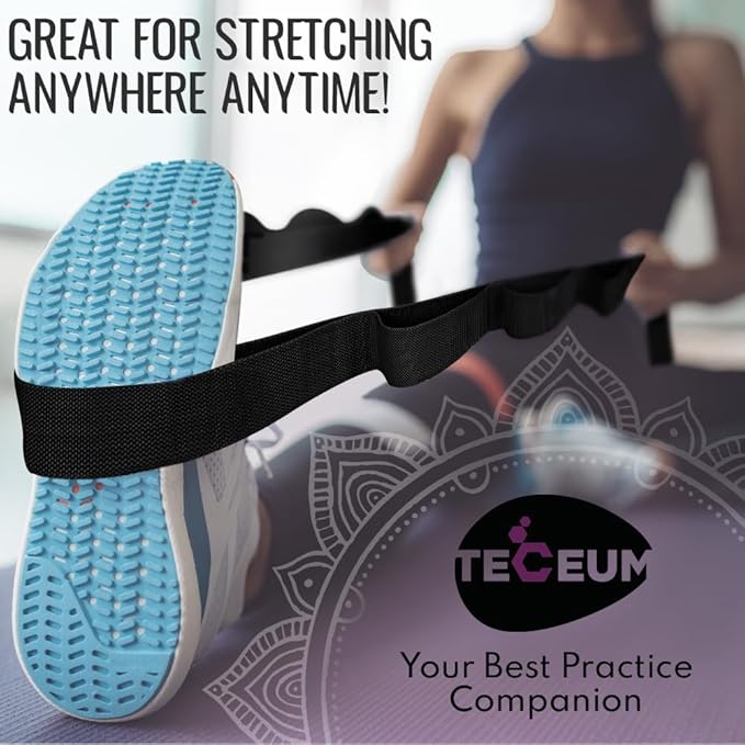 TECEUM Stretching Strap for Yoga & Physical Therapy – 10 Loops – Non-Elastic Leg Stretch Straps for Stretching, Exercising, Pilates, Post-Injury Rehabilitation for All Levels – Men & Women-GravixFit
