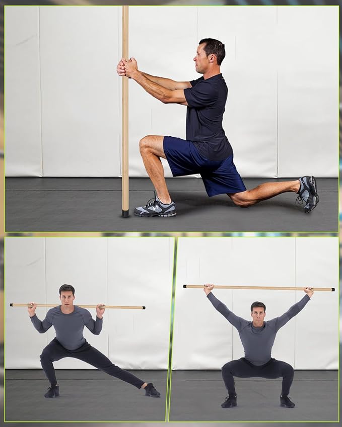 Yoga Stick, 5ft Exercise Stick for Mobility, Stretching Stick with Non-Slip Ends, Exercise Dowel for Pilates, Balance Pole and Stretch Bar for Stretching Equipment-GravixFit