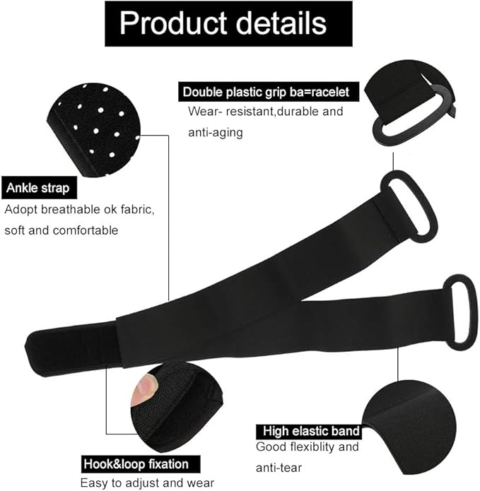 ZJchao Stretching Strap Yoga Strap, Foot Drop Fascitis Plantar Ankle Training Belt, Exercise Strap, Black, OK Cloth-GravixFit