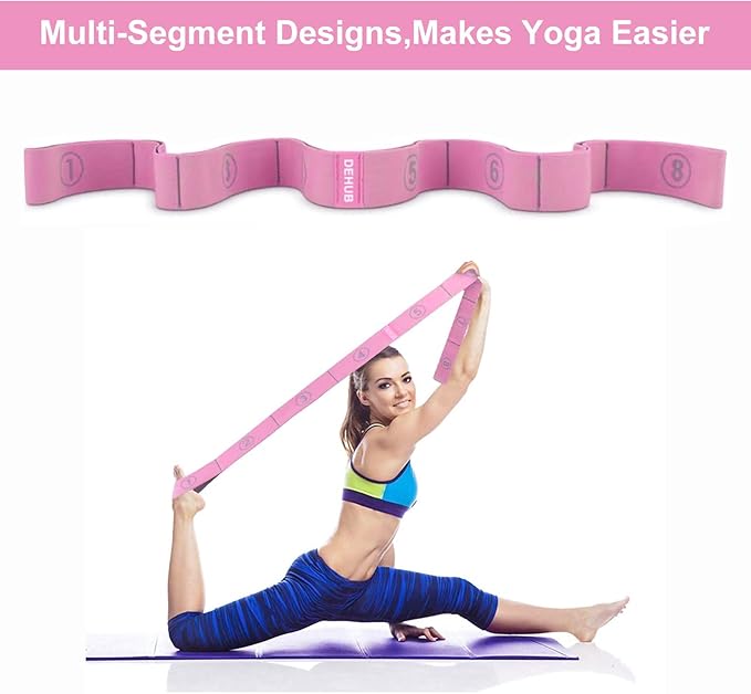 Stretch Strap, Elastic Yoga Stretching Strap, Multi-Loop for Physical Therapy, Pilates, Yoga, Dance & Gymnastics Exercise and Flexible Pilates Stretch Band-GravixFit
