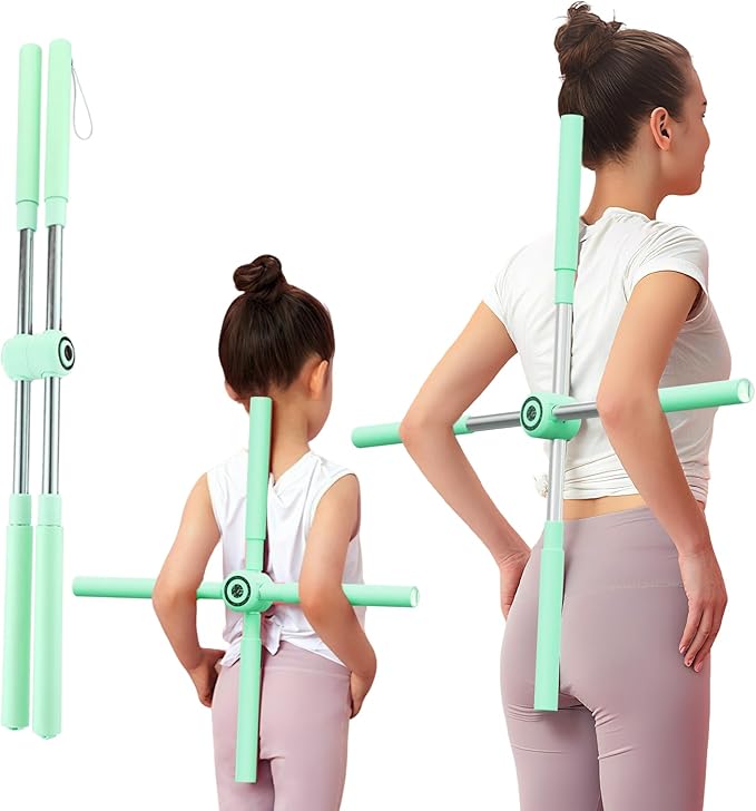 Yoga Stick, Posture Correction Stick for Women and Men, Relieve Back Pain, Upper and Lower Back Stretchers and Straighteners, 24.4-36.2 Inch Stretching Stick Neck Hump Corrector-GravixFit