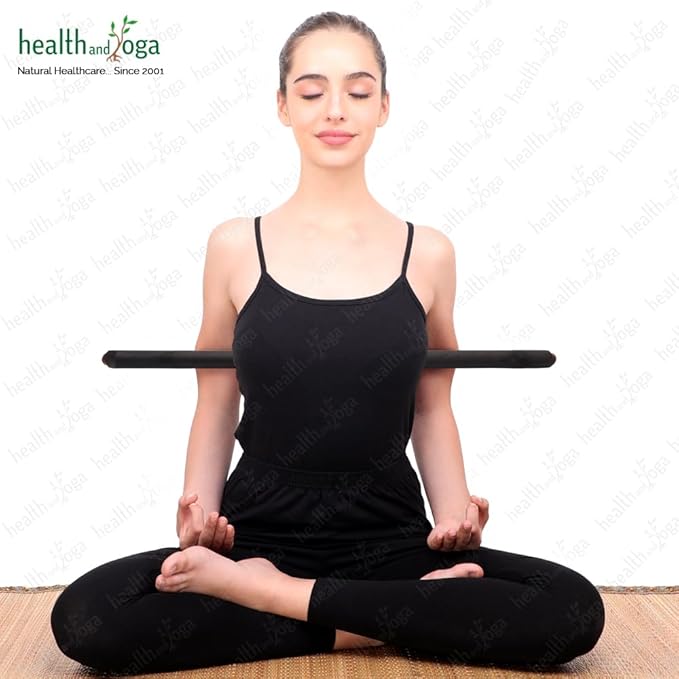 HealthAndYoga™ StretchNHeal Collapsible Multi-Use Wooden Yoga Stick - Regular and XL - Portable Posture Corrector Pole, Stretch Mobility Stick, Physical Workout Exercise Dowel-GravixFit