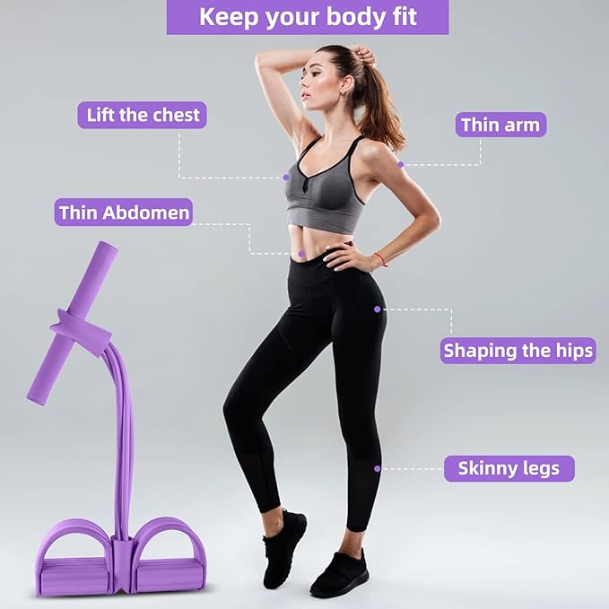 Multi-Function Tension Rope – 4 Tube Resistance Bands with Handles – Sit Up Exercise Equipment Home Gym Tummy Trainer for Men Women-GravixFit