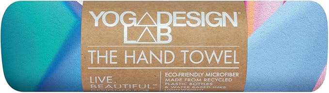 Yoga Design LAB | The Hand Towel | Premium Non Slip Hand Towel | Designed in Bali | Colorful Eco Printed + Quick Dry + Soft | Hot Yoga, Bikram, Ashtanga, Sport, Barre, Travel (Crystal)-GravixFit