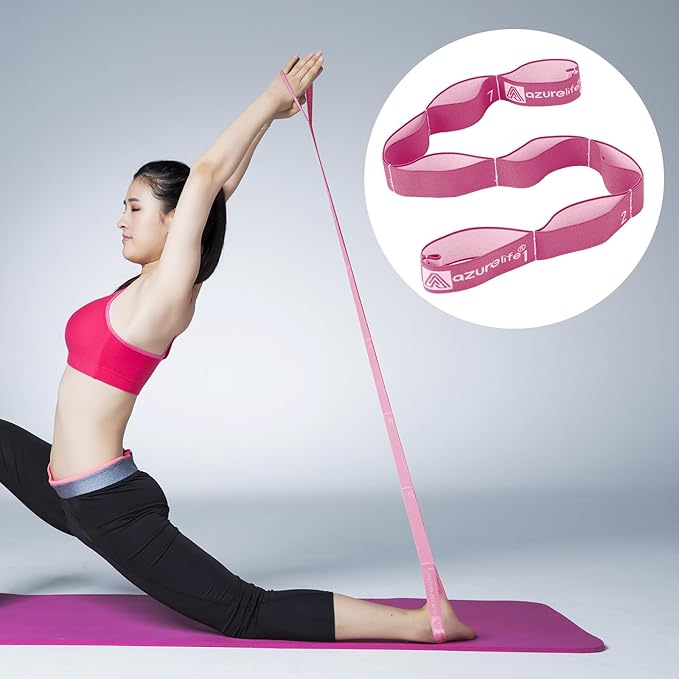 Premium Durable Stretch Straps with Loops, Stretching Strap for Physical Therapy, Multi-Loop Yoga Strap Fitness Exercise Strap for Yoga, Pilates, Dance, Flexibility&Exercise-GravixFit