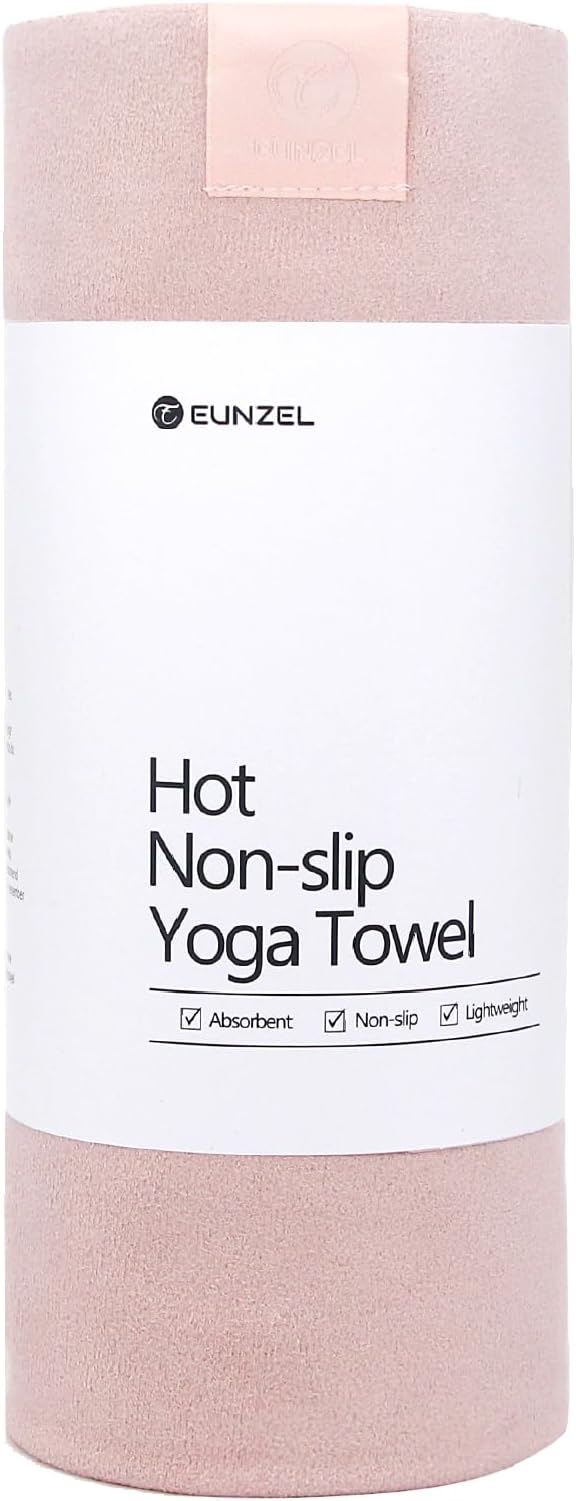 Eunzel Hot Yoga Towel, Super Absorbent Yoga Mat Towel Soft Suede Microfiber Non-Slip Towel for Bikram Pilates and Yoga Mats 72" x 26.5", Pink-GravixFit