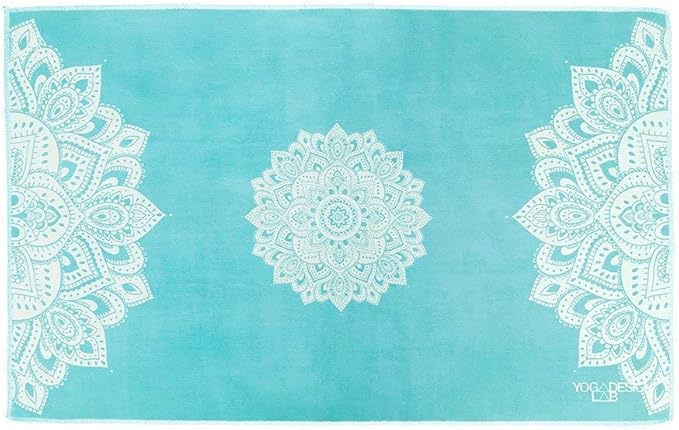 Yoga Design LAB | The Hand Towel | Premium Non Slip Hand Towel | Designed in Bali | Colorful Eco Printed + Quick Dry + Soft | Hot Yoga, Bikram, Ashtanga, Sport, Barre, Travel (Mandala Turquoise)-GravixFit