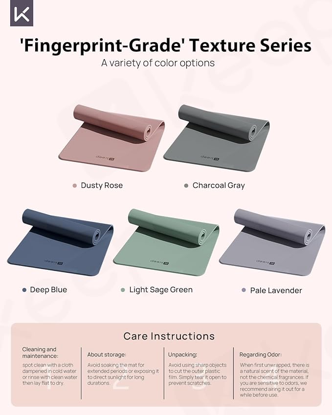 KEEP Yoga Mat, 32" Extra Wide Exercise Mat with Strap for Men and Women, 7mm Thick Double-Sided Non-Slip Eco-friendly Yoga Mat for Pilates, Workout and Fitness