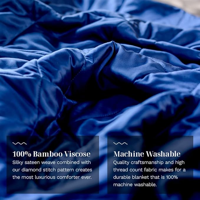 LUXOME Lightweight Blanket | 100% Rayon (Viscose) from Bamboo Fabric & Fill | King/Cal King - 98"x92" | Thermal-Regulating | Super Soft | Sapphire