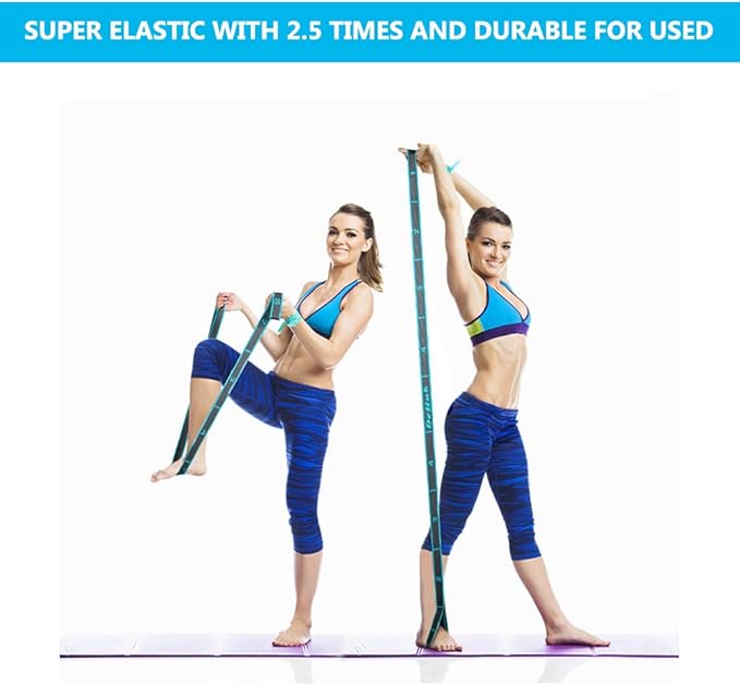 Stretch Strap, Elastic Yoga Stretching Strap, Multi-Loop for Physical Therapy, Pilates, Yoga, Dance & Gymnastics Exercise and Flexible Pilates Stretch Band-GravixFit