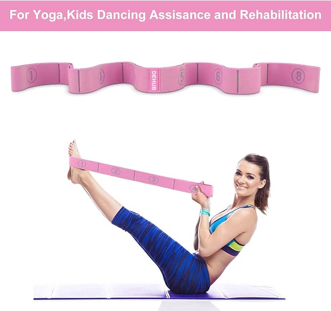 Stretch Strap, Elastic Yoga Stretching Strap, Multi-Loop for Physical Therapy, Pilates, Yoga, Dance & Gymnastics Exercise and Flexible Pilates Stretch Band-GravixFit