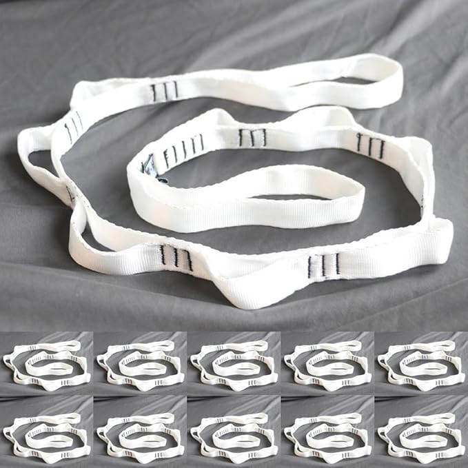 10PCS Nylon Daisy Chain Straps 23 KN for Aerial Yoga Hammock Swing Adjustable Aerial Silk Extender Hanging Rope for Aerial Yoga Belts 3.6FT 5.9FT Long-GravixFit