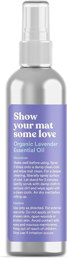 ASUTRA Yoga Mat Cleaner Spray (Peaceful Lavender - Aluminum Bottle), 4 fl oz - No Slippery Residue, Organic Essential Oils, Deep-Cleansing for Fitness Gear & Gym Equipment, Microfiber Towel Included-GravixFit