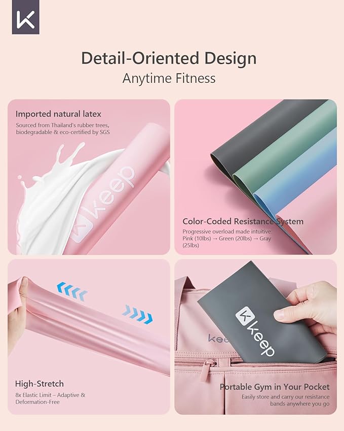 KEEP Resistance Bands for Working Out, Exercise Bands for Legs and Booty, Natural Latex Workout Bands for Women and Men, Stretch Bands for Exercise, Physical Therapy, Fitness, Pilates-GravixFit