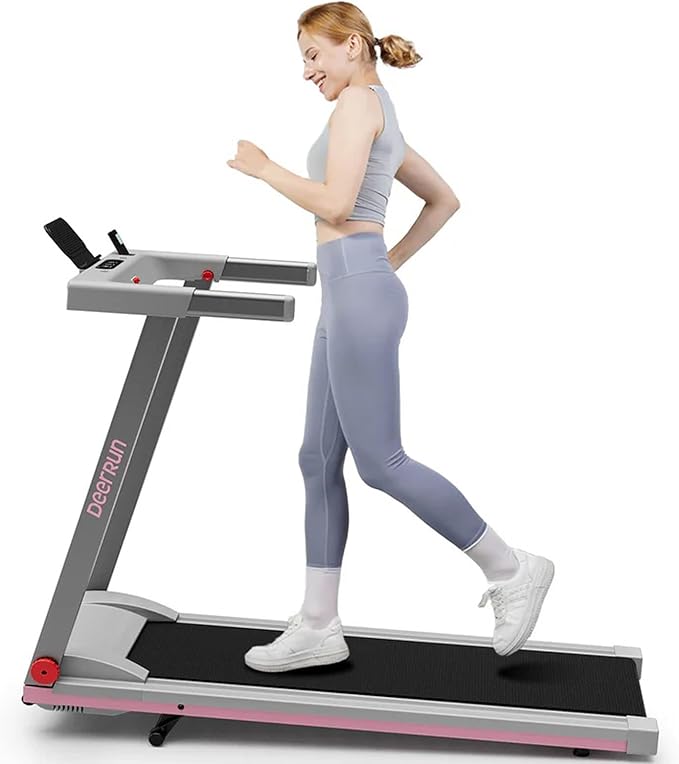 DeerRun Treadmills for Home with Incline and Handles, 3.5 HP Foldable Treadmill 350 LBS Weight Capacity for Small Spaces, Folding Running Machine with Smart APP-GravixFit