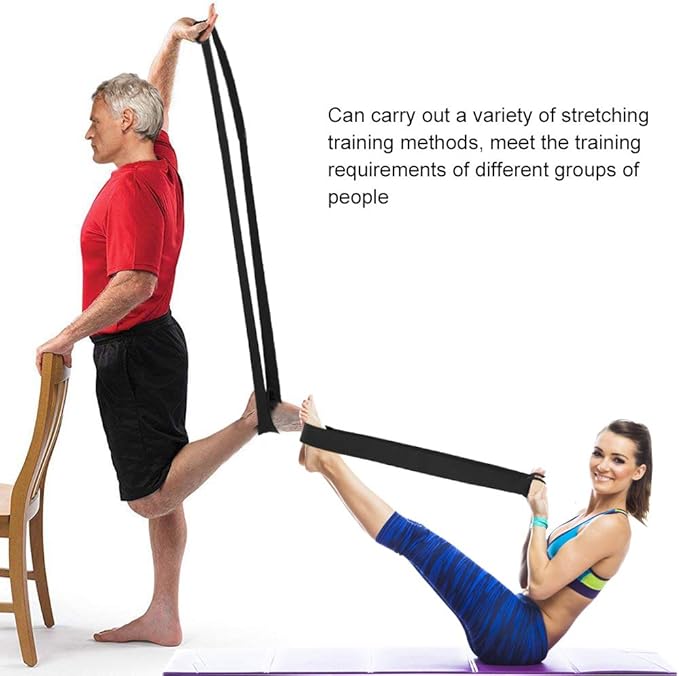 ZJchao Stretching Strap Yoga Strap, Foot Drop Fascitis Plantar Ankle Training Belt, Exercise Strap, Black, OK Cloth-GravixFit
