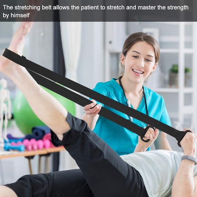 ZJchao Stretching Strap Yoga Strap, Foot Drop Fascitis Plantar Ankle Training Belt, Exercise Strap, Black, OK Cloth-GravixFit
