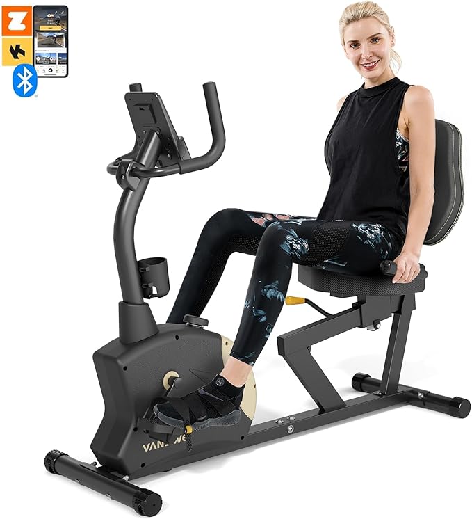 VANSWE Recumbent Exercise Bike for Adults Seniors - Recumbent Bikes for Home with Magnetic Resistance, Bluetooth and App Connectivity, Pulse Sensor-GravixFit