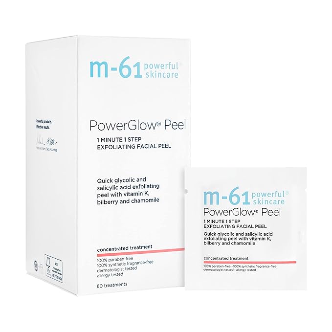 m-61 PowerGlow Peel | Exfoliating Facial Peel With Glycolic, Salicylic Acid. 1 Minute, 1 Step - 60 Treatments-GravixFit