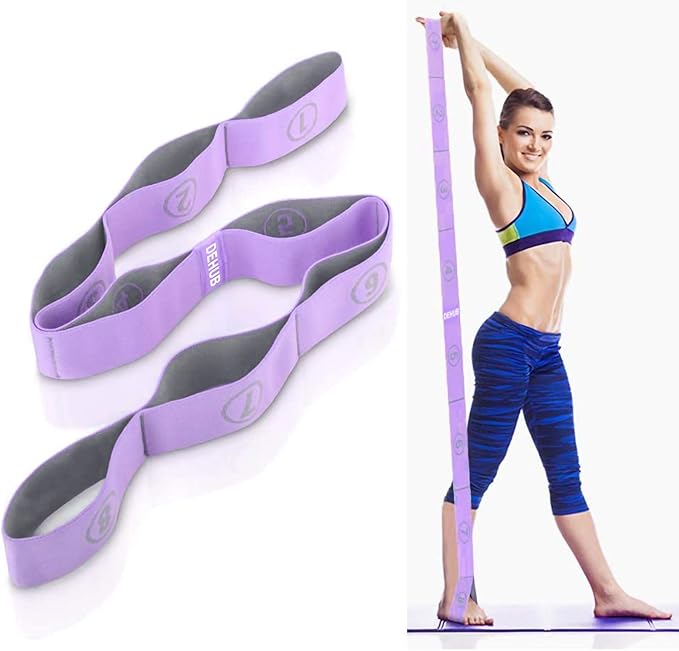 Stretch Strap, Elastic Yoga Stretching Strap, Multi-Loop for Physical Therapy, Pilates, Yoga, Dance & Gymnastics Exercise and Flexible Pilates Stretch Band-GravixFit