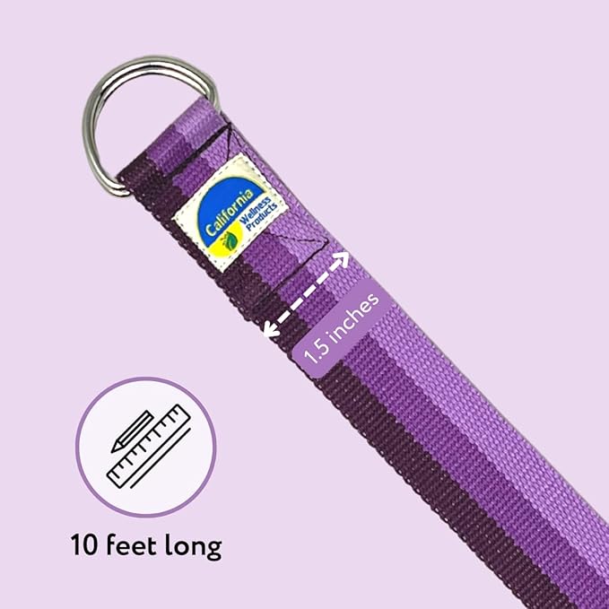California Yoga Strap | Yoga Belt with Safe Adjustable D-Ring Buckle for Pilates | Stretching Strap | Exercise Bands | Physical Therapy | Improves Sitting Posture-GravixFit