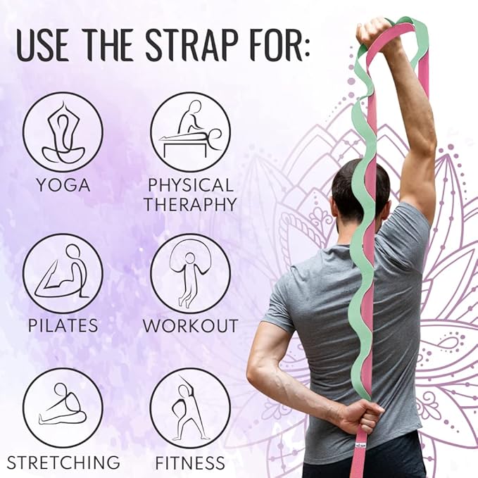 TECEUM Stretching Strap for Yoga & Physical Therapy – 10 Loops – Non-Elastic Leg Stretch Straps for Stretching, Exercising, Pilates, Post-Injury Rehabilitation for All Levels – Men & Women-GravixFit