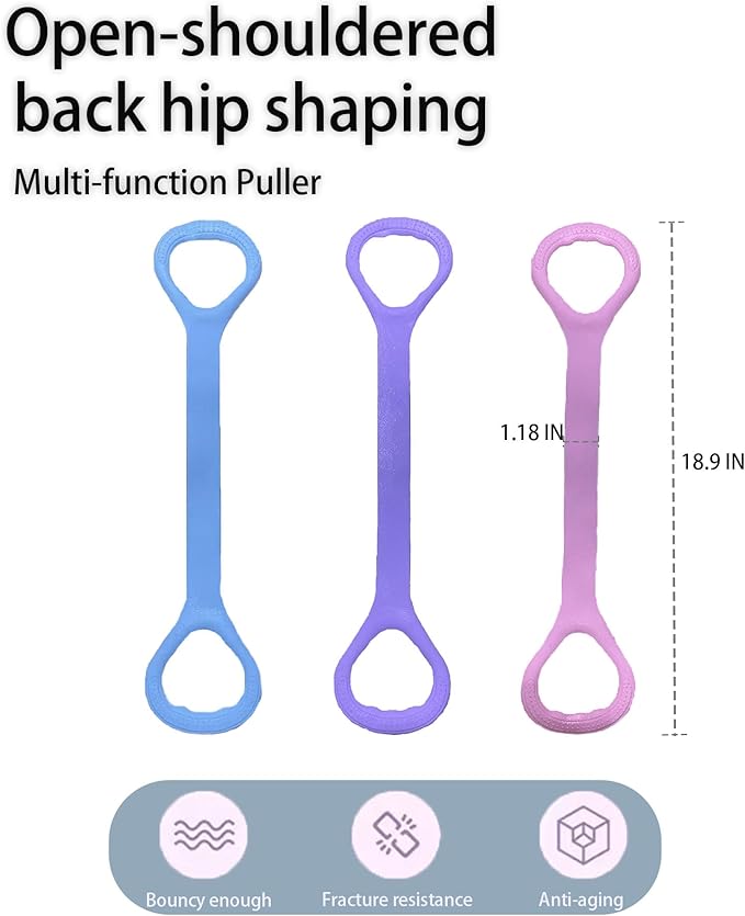 Figure 8 Fitness Resistance Band, Elastic Bands for Working Out,Arm,Back Training Elastic Ropes, Exercise Equipment for Yoga, Pilates,Physical Therapy,Stretching(3 Pack)-GravixFit