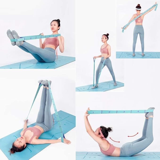 Elastic Stretching Strap with 11 Loops, Multi-Loop Yoga Stretching Strap Elastic Exercise Band, Improve Flexibility Arm Leg Stretching Strap Home Gym Equipment for Physical Therapy Pilates Gymnastics-GravixFit