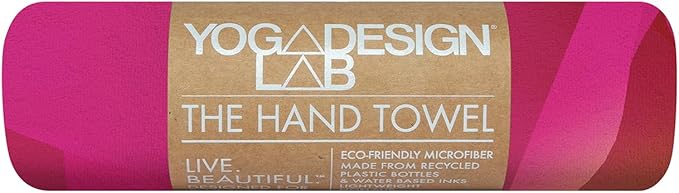 Yoga Design LAB | The Hand Towel | Premium Non Slip Hand Towel | Designed in Bali | Colorful Eco Printed + Quick Dry + Soft | Hot Yoga, Bikram, Ashtanga, Sport, Barre, Travel (Rose)-GravixFit