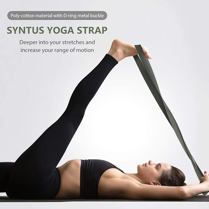Syntus Yoga Block and Yoga Strap Set, 2 Soft Non-Slip Yoga Blocks 9×6×4 inches, 8FT Metal D-Ring Strap for Yoga, General Fitness, Pilates, Stretching and Toning-GravixFit