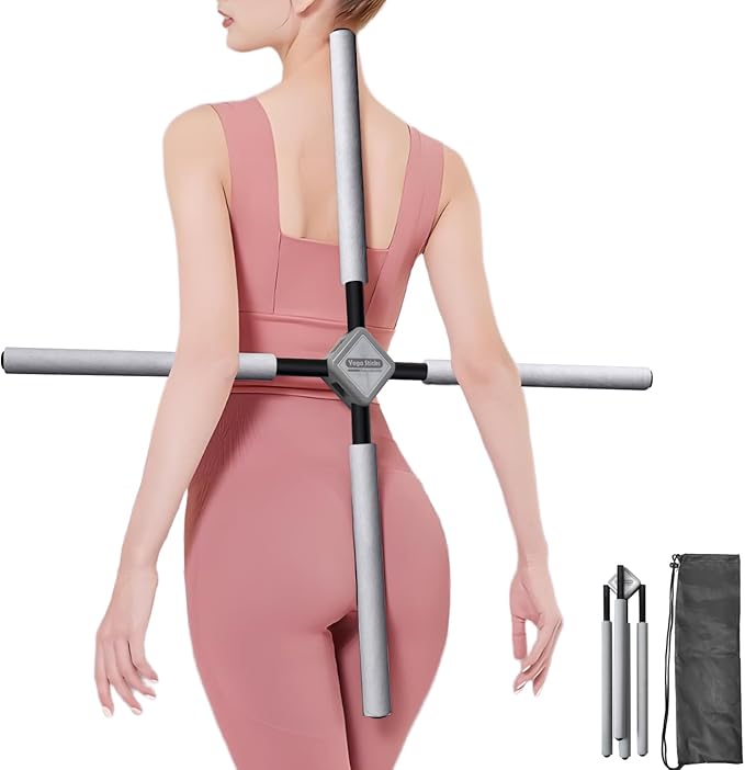 Back Straightener Posture Corrector|Yoga Stick Stretching Tool for Women and Men|Portable Posture Corrector Pole,Stretch Mobility Stick, Physical Workout Exercise Dowel-GravixFit
