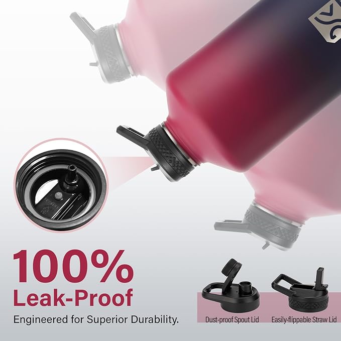 1 Gallon Water Bottle Insulated | Thickened Stainless Steel Vacuum Metal Water Jug | Portable Sports Large for Gym and Hiking with Straw, Carrier Bag, Handle Strap | BPA-Free 128 oz-GravixFit