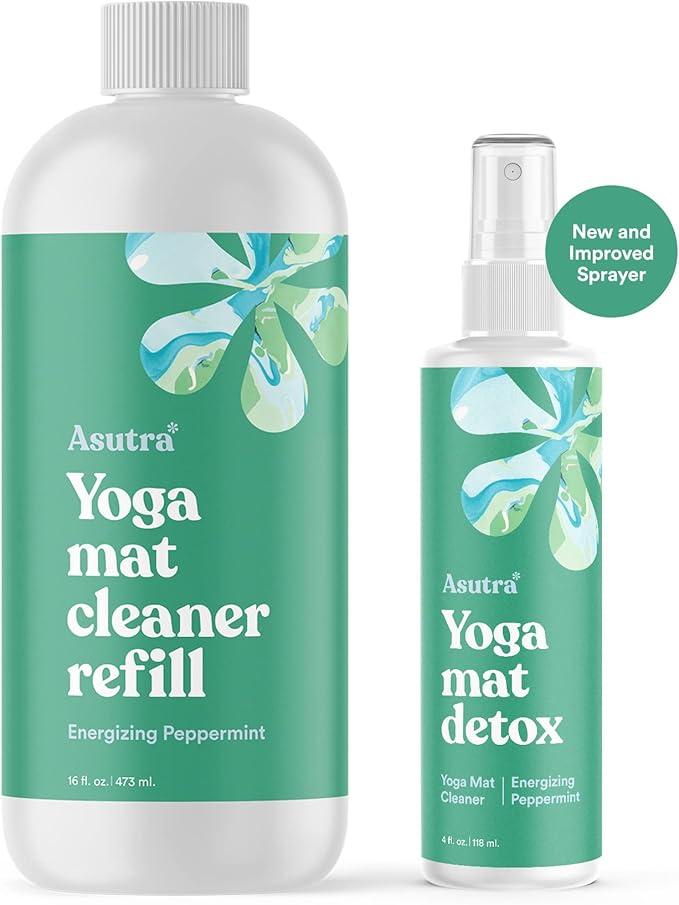 ASUTRA Yoga Mat Cleaner Spray Refill (Energizing Peppermint), 16 fl oz - No Slippery Residue, Organic Essential Oils, Deep-Cleansing for Fitness Gear & Gym Equipment-GravixFit