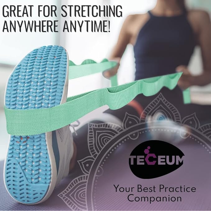 TECEUM Stretching Strap for Yoga & Physical Therapy – 10 Loops – Non-Elastic Leg Stretch Straps for Stretching, Exercising, Pilates, Post-Injury Rehabilitation for All Levels – Men & Women-GravixFit