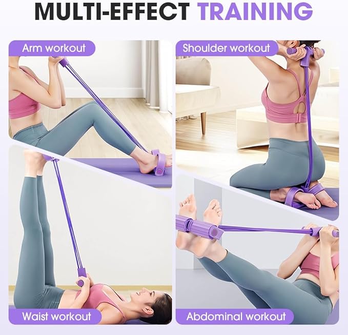 21 Fitness Resistance Bands-4 Tube Pedal Ankle Puller, Elastic Yoga Pedal Puller Resistance Band, Stretching Bands for Arm and Leg Workouts Abdomen, AB Training Auxiliary Device for Women Men-GravixFit