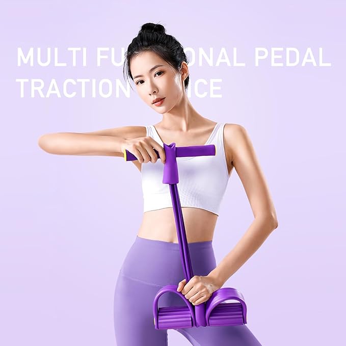 6 Tube Pedal Ankle Puller with 8 Shape Resistance Band, Fitness Resistance Bands for Women, Exercise Bands with Handles, Workout Bands for Abdomen, Waist, Leg, Hip-GravixFit